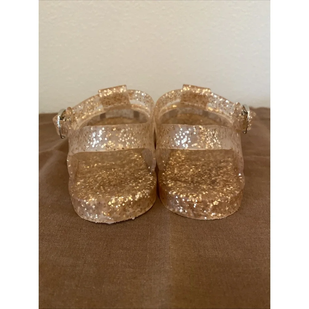 10 Toddler Jelly Sandals Gold Glitter Snap‎ Closure Worn Once 7